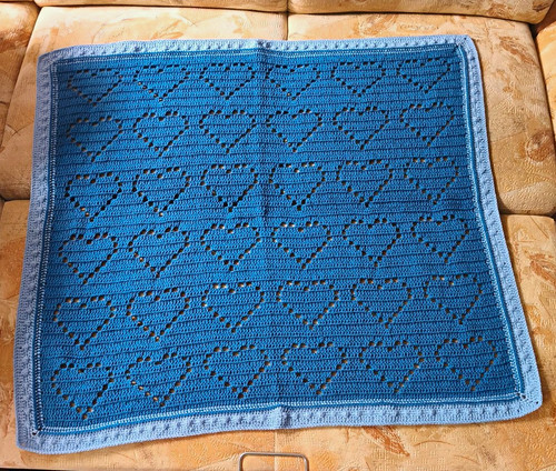 Babydecke gehäkelt blau - babydecke,